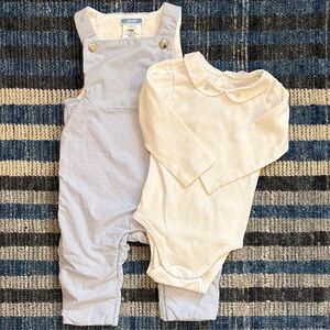 Jacadi Paris 2-Piece Overall Set With Embroidered Bodysuit 12M